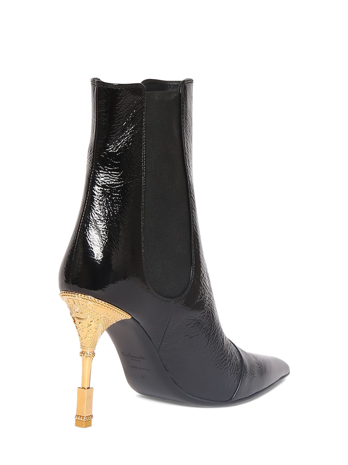 Balmain 95mm Moneta patent leather ankle boots