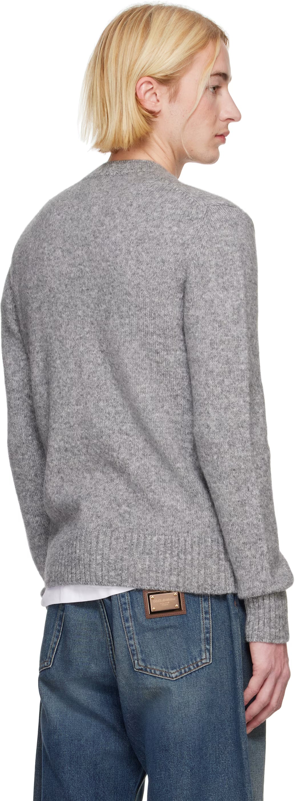 Dolce&Gabbana Gray Round-Neck Wool Sweater