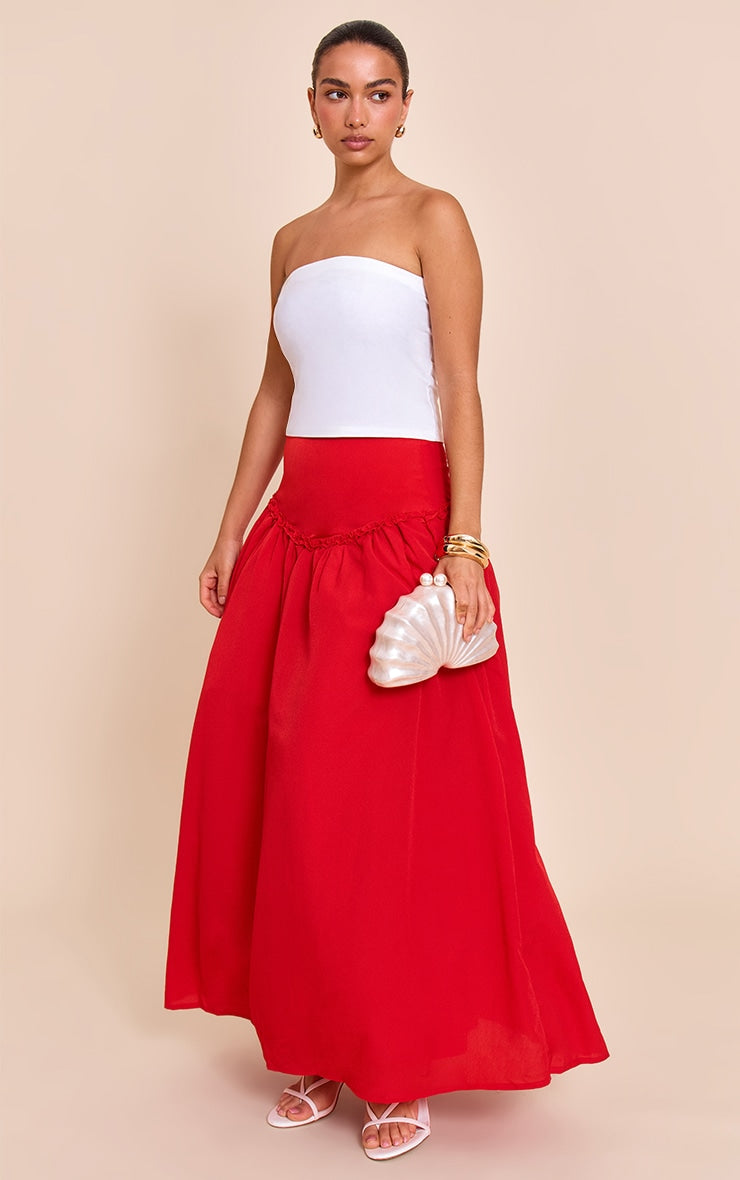 Red Volume Maxi Skirt