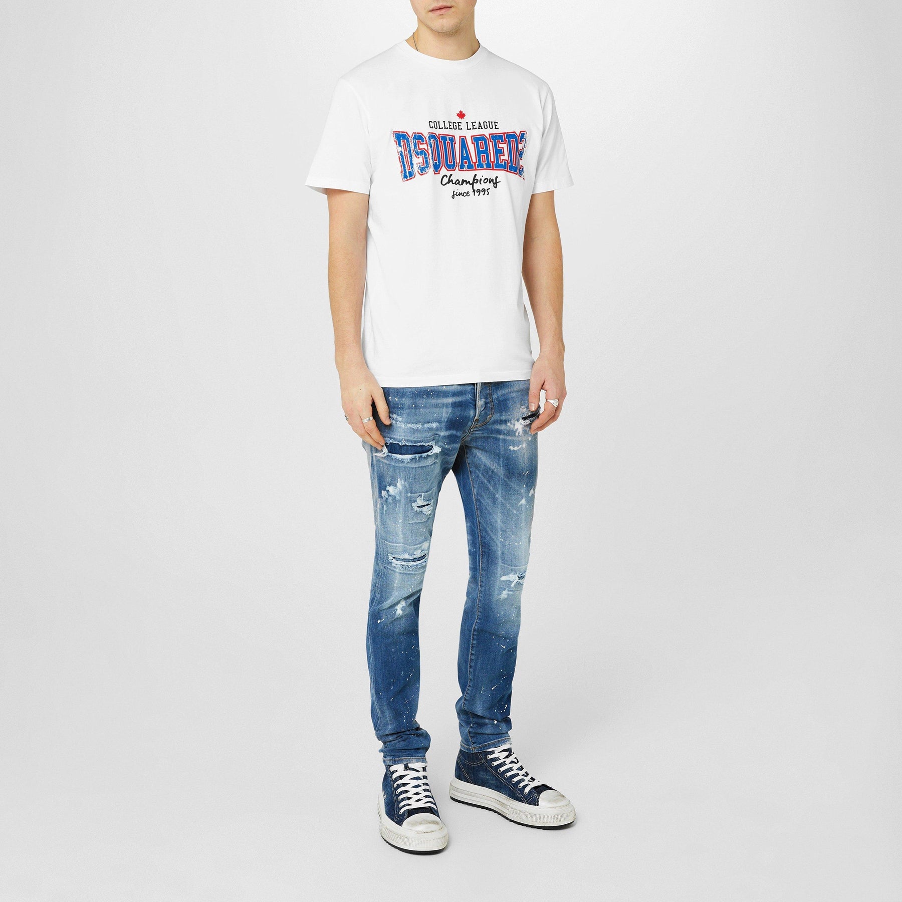 College Print Cotton T-Shirt