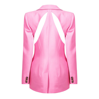 Slashed Single-Breasted Wool Long Sleeve Blazer