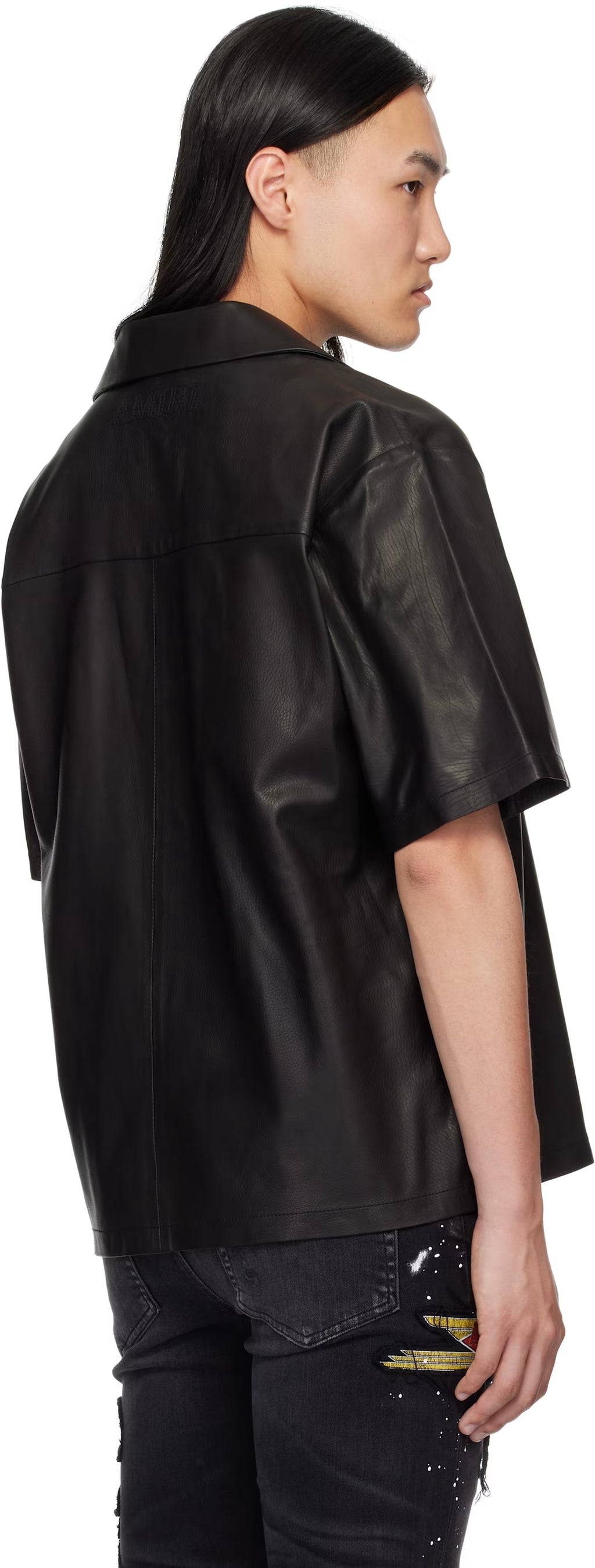 Black MA Leather Camp Shirt