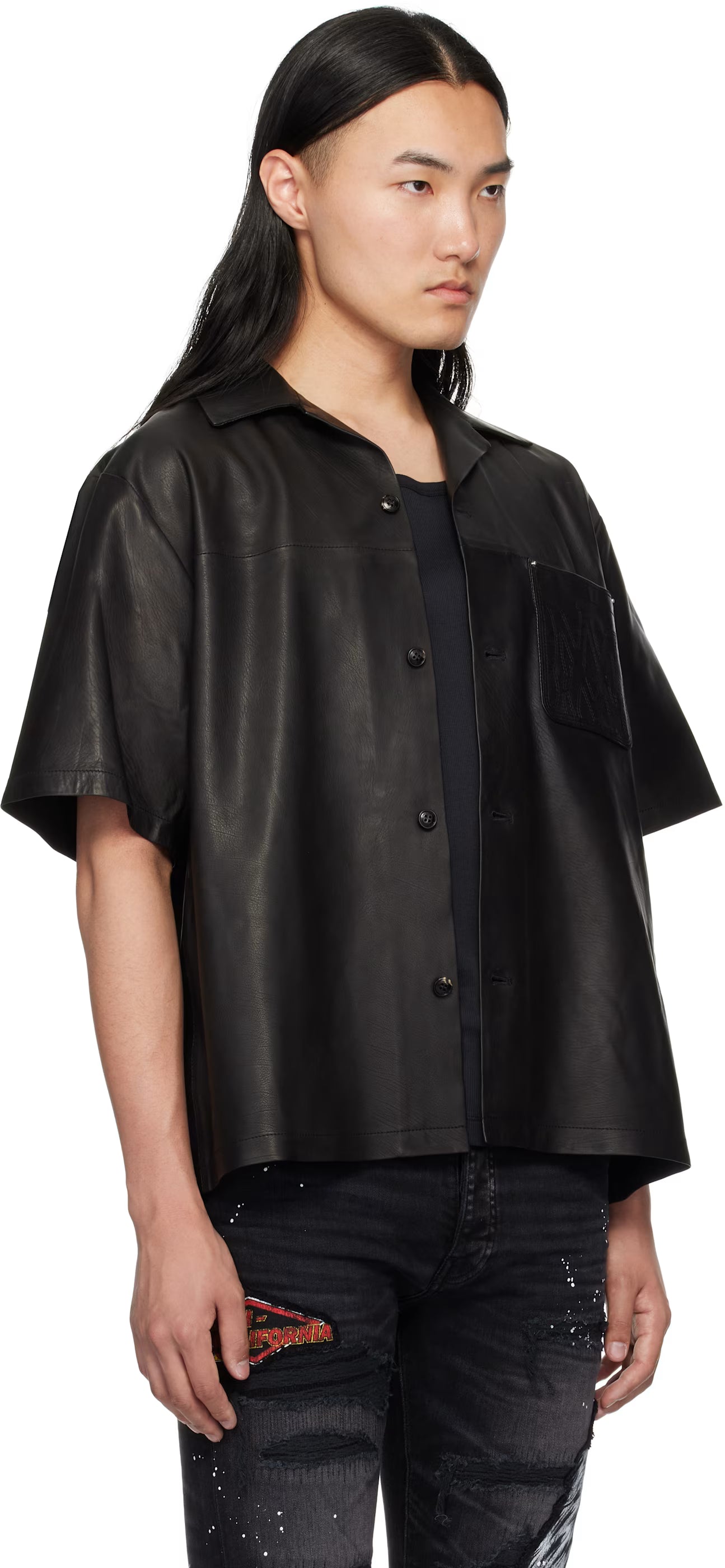 Black MA Leather Camp Shirt