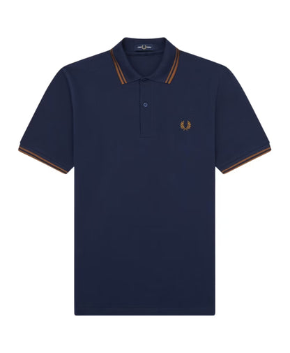 Fred Perry Original Twin Tipped Polo - Deep Carbon Dark Caramel