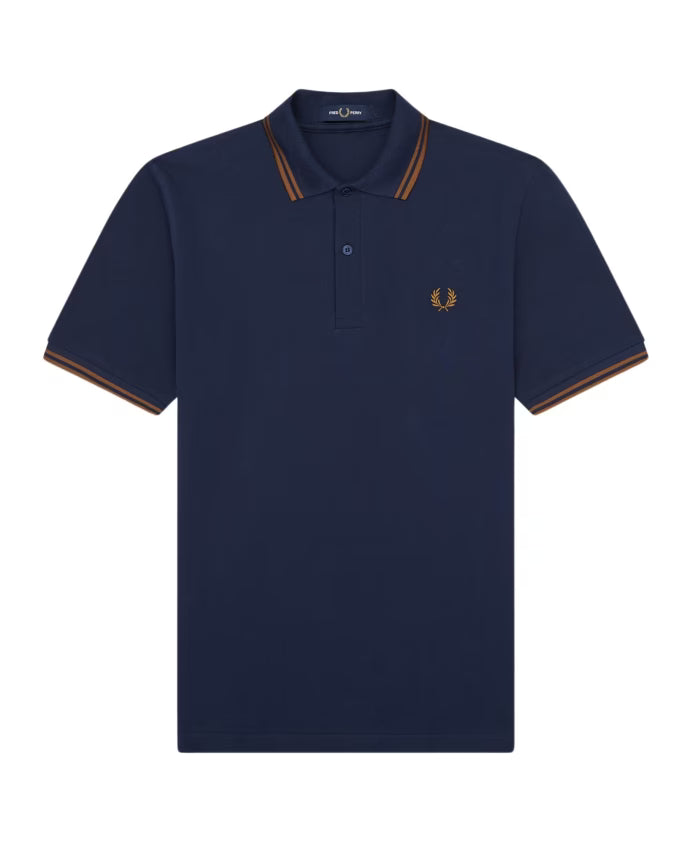 Fred Perry Original Twin Tipped Polo - Deep Carbon Dark Caramel