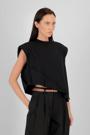 SLEEVELESS FOLD OVER TEE