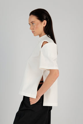 TWILL SHOULDER CUTOUT TEE