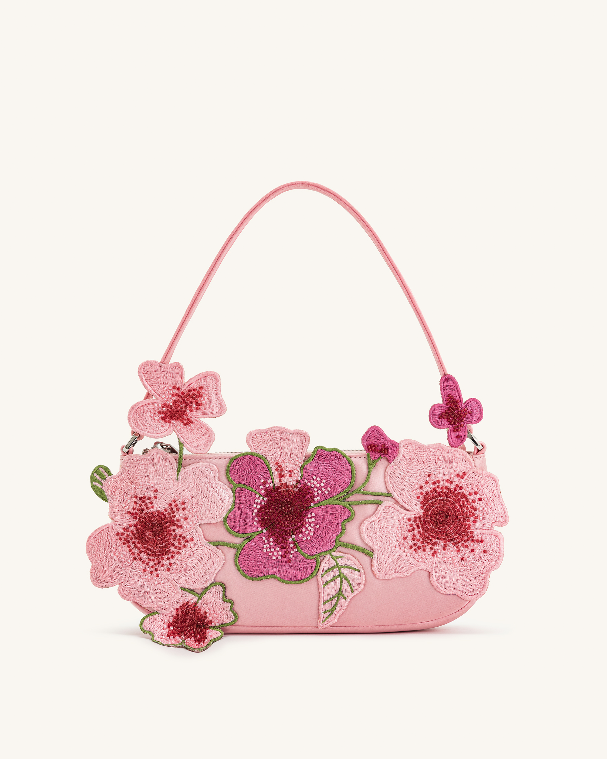 Leona Bead Embellished Shoulder Bag - Off White