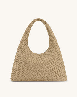 Laura Woven Shoulder Bag - Beige