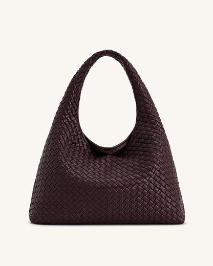 Laura Woven Shoulder Bag - Beige