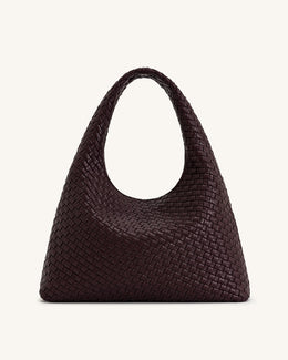 Laura Woven Shoulder Bag - Deep Burgundy