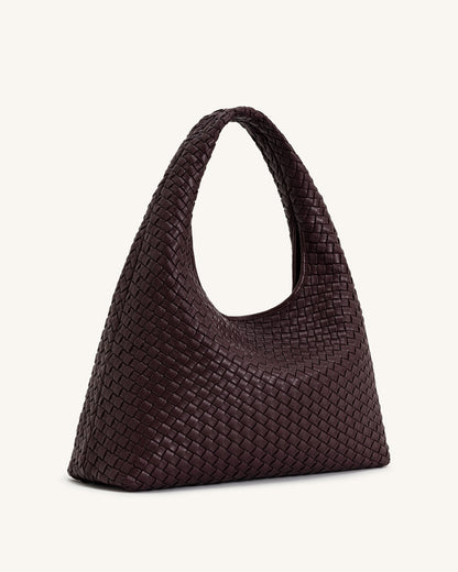Laura Woven Shoulder Bag - Beige