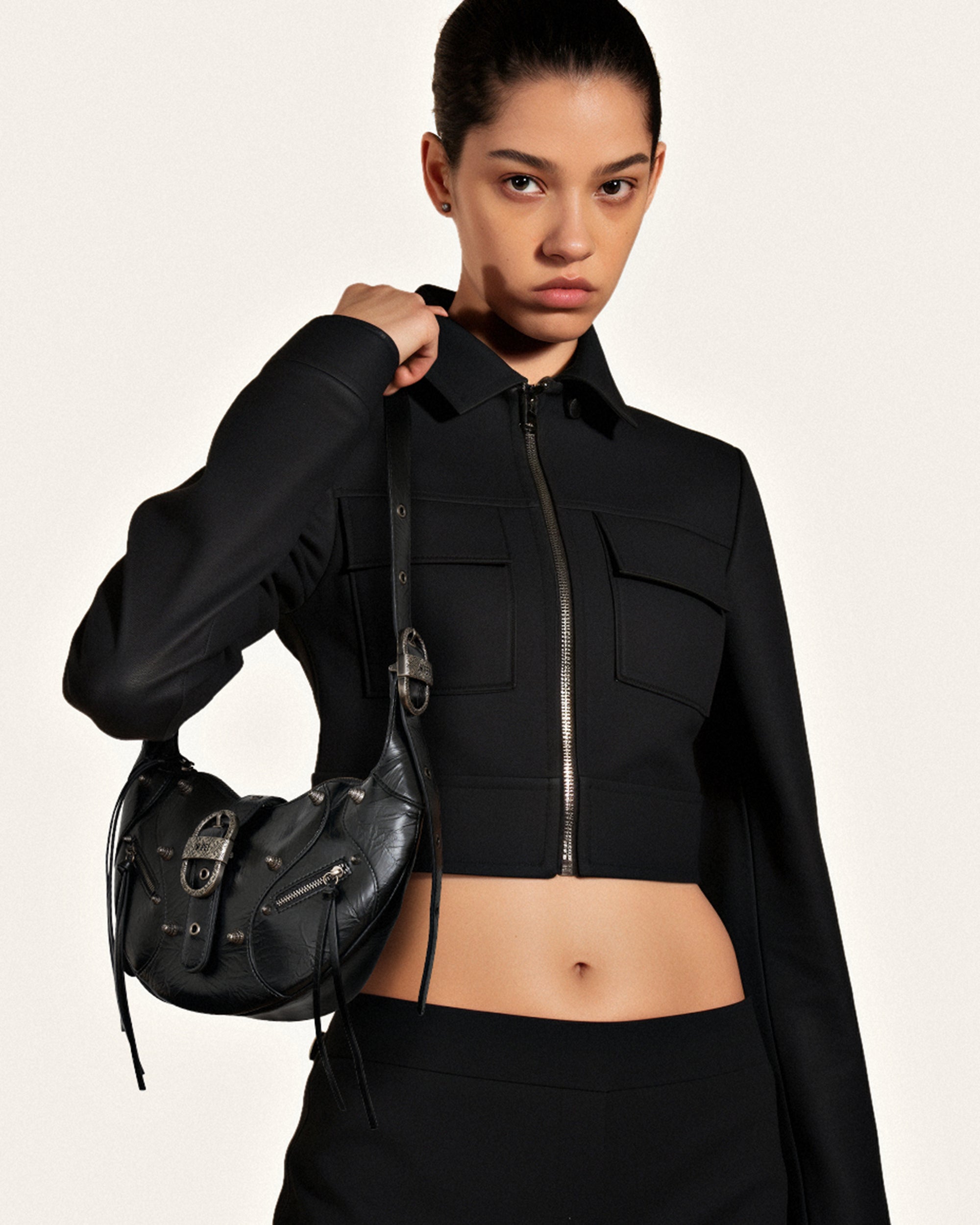 Tessa Crushed Shoulder Bag - Brown