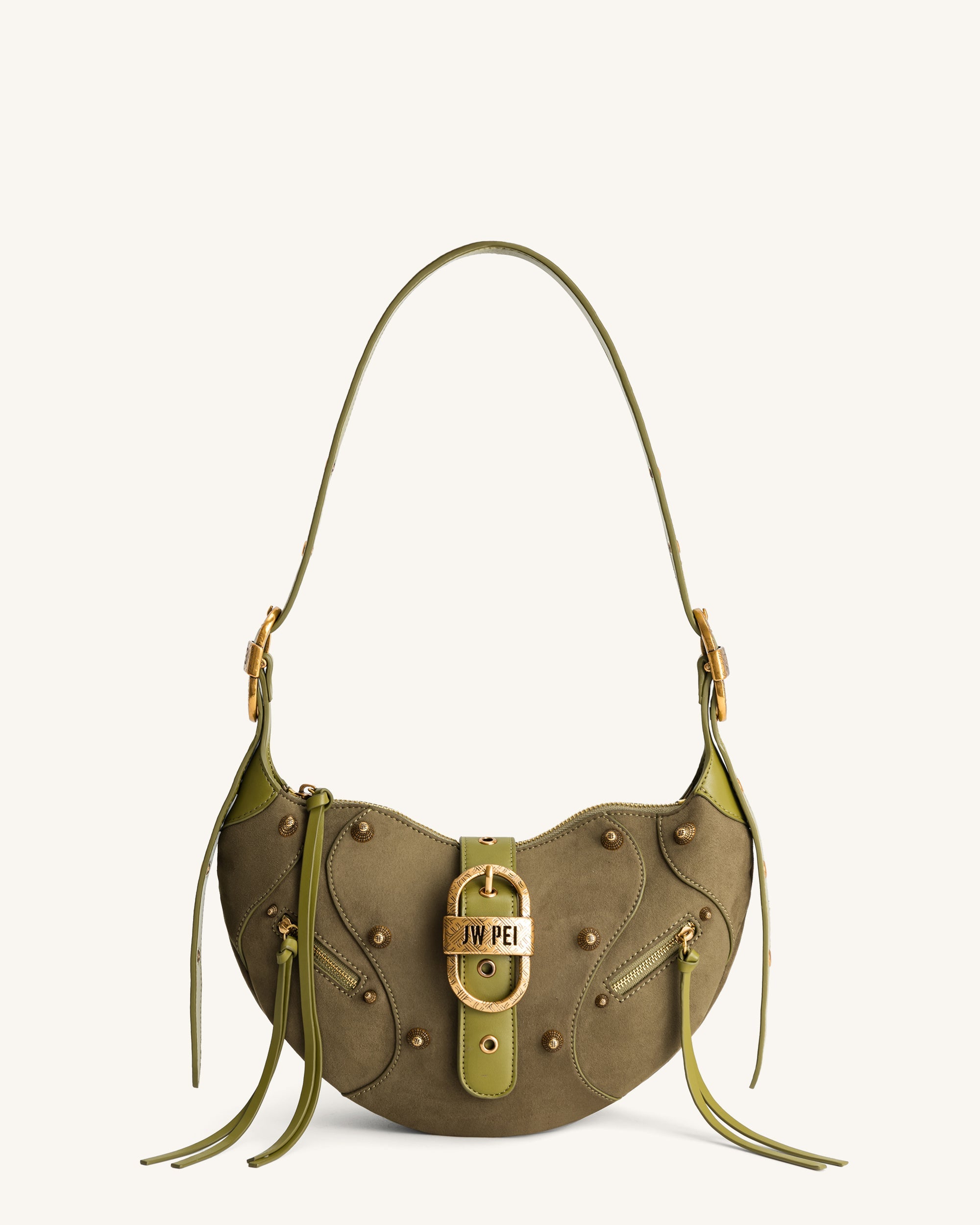 Tessa Suede Shoulder Bag - Dark Birch Brown