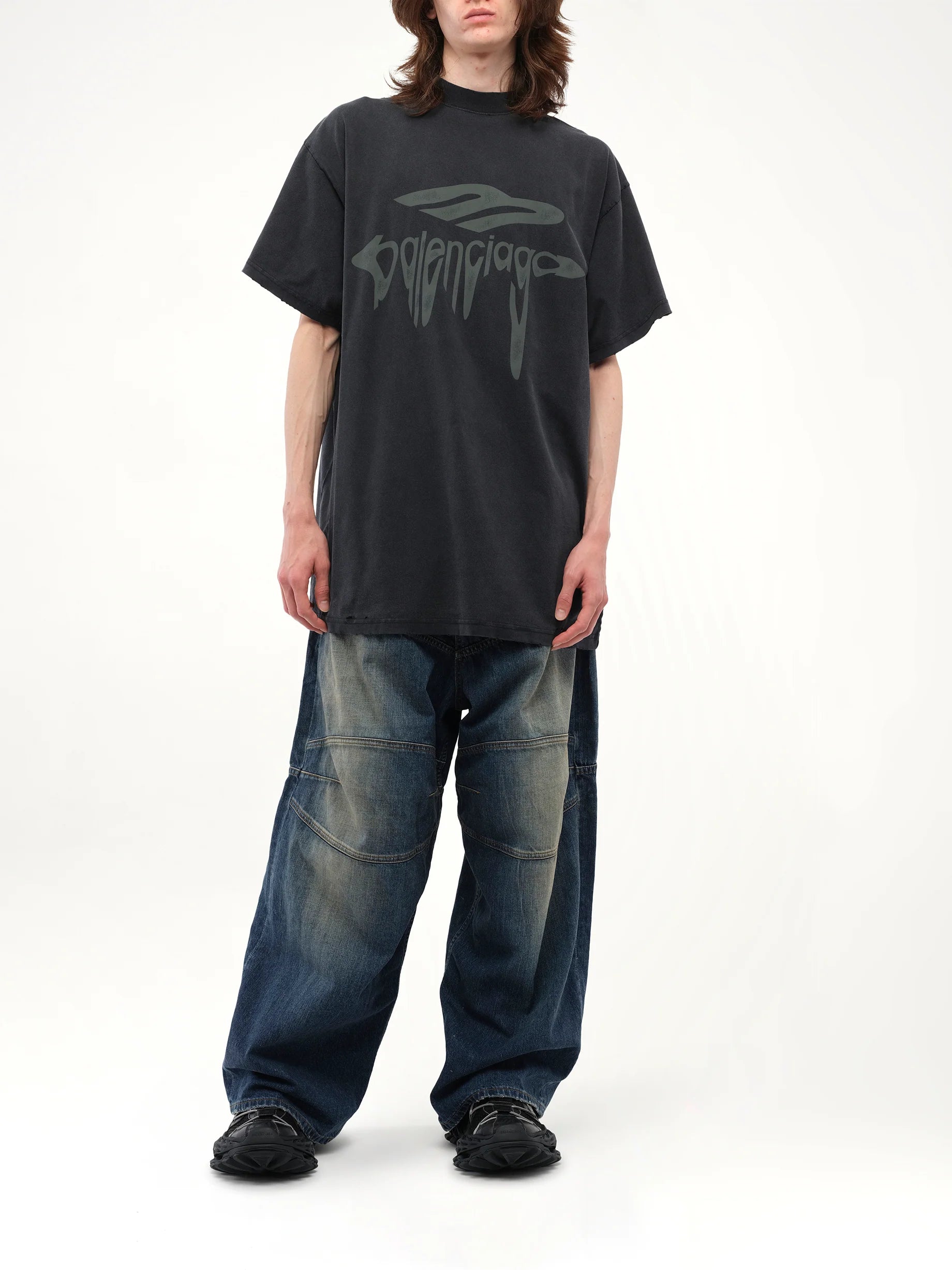 Liquified 3B Oversized T-Shirt in Washed Black