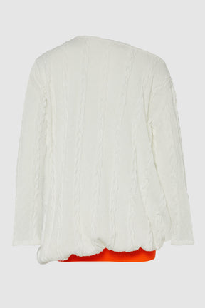 OSLO OFF SHOULDER SWEATER w/ SLEEVE PRINT