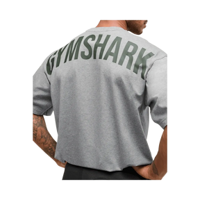Gymshark Power T-Shirt Oversized Fit Charcoal Core Marl/Trail Green