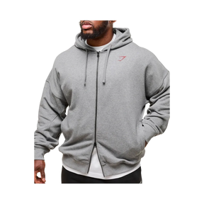 Gymshark Power Zip Up Hoodie Oversized Fit Charcoal Core Marl