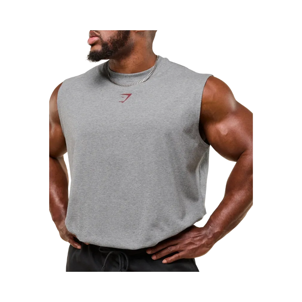 Gymshark Power Cut Off Tank Oversized Fit Charcoal Core Marl