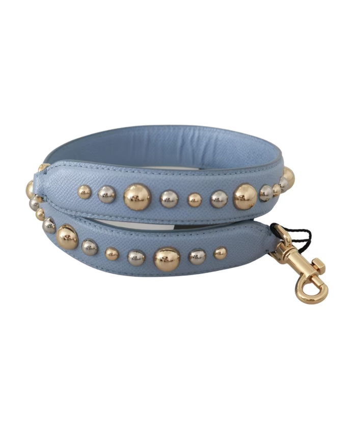 Blue Leather Shoulder Strap Handbag