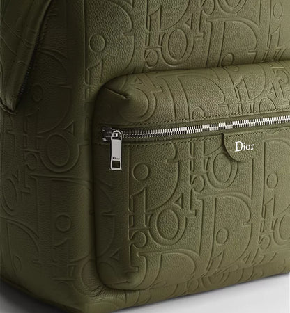 Dior Rider Zipped Backpack Khaki Dior Gravity Grained Leather