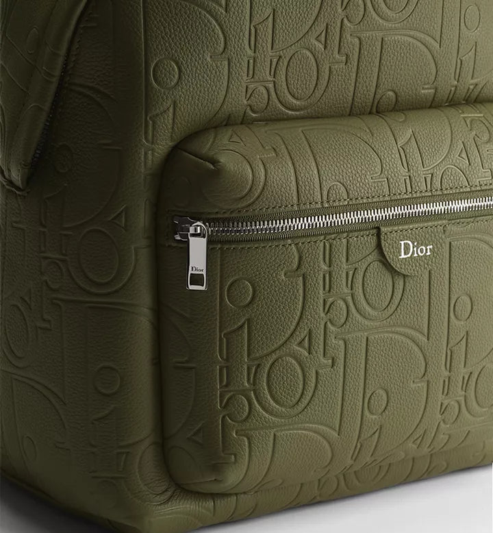 Dior Rider Zipped Backpack Khaki Dior Gravity Grained Leather