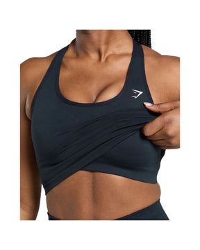 Gymshark Lift Seamless Midi Tank With Shelf Midnight Blue