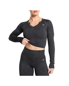 Adapt Camo Seamless Long Sleeve Top Body fit Asphalt Grey/Black