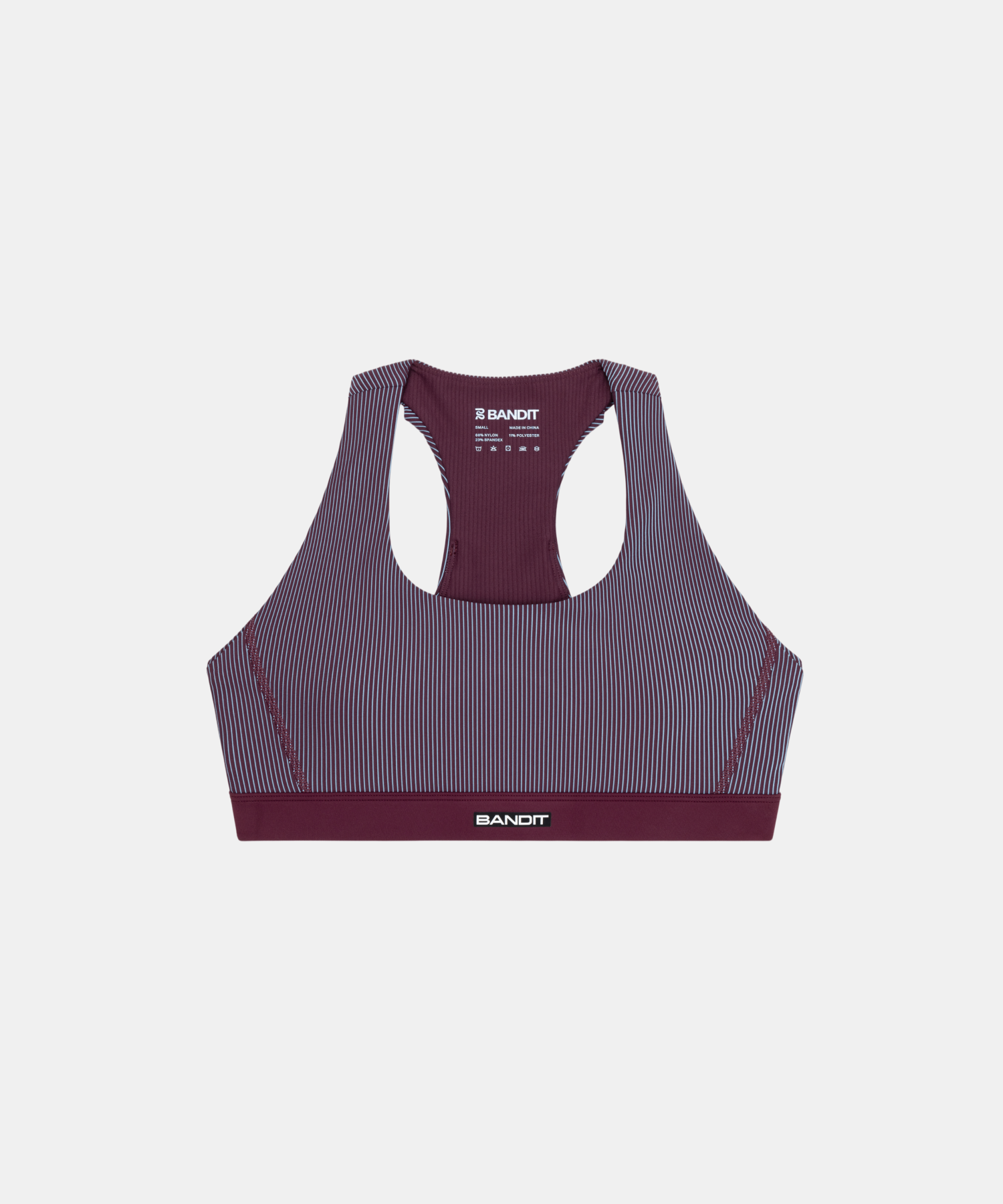 Striped Cadence™ Scoop Neck Run Bra - Fig / Vintage Blue