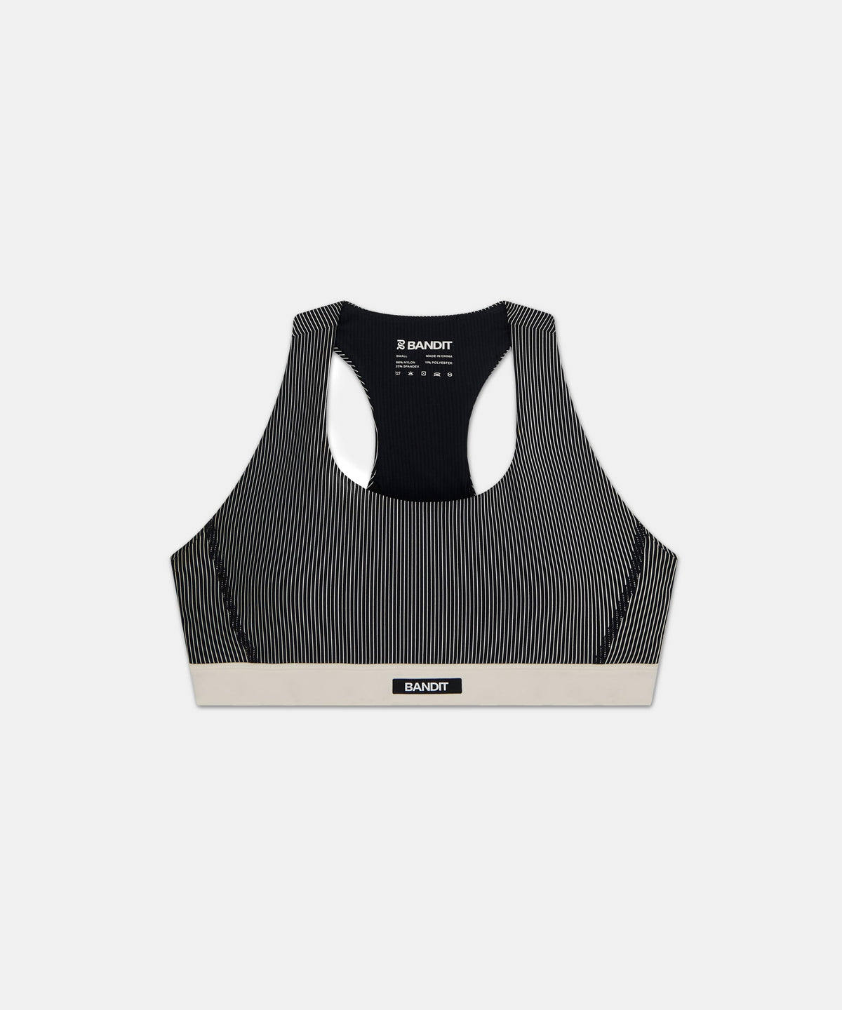 Striped Cadence™ Run Bra - Black with Chalk