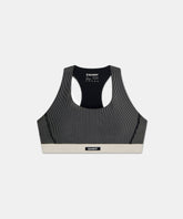 Striped Cadence™ Run Bra - Black with Chalk