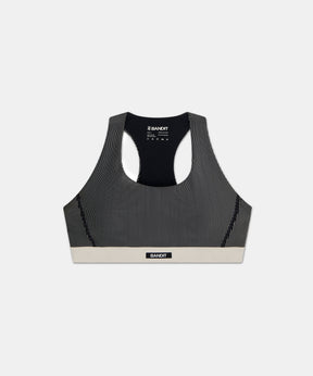 Striped Cadence™ Run Bra - Black with Chalk