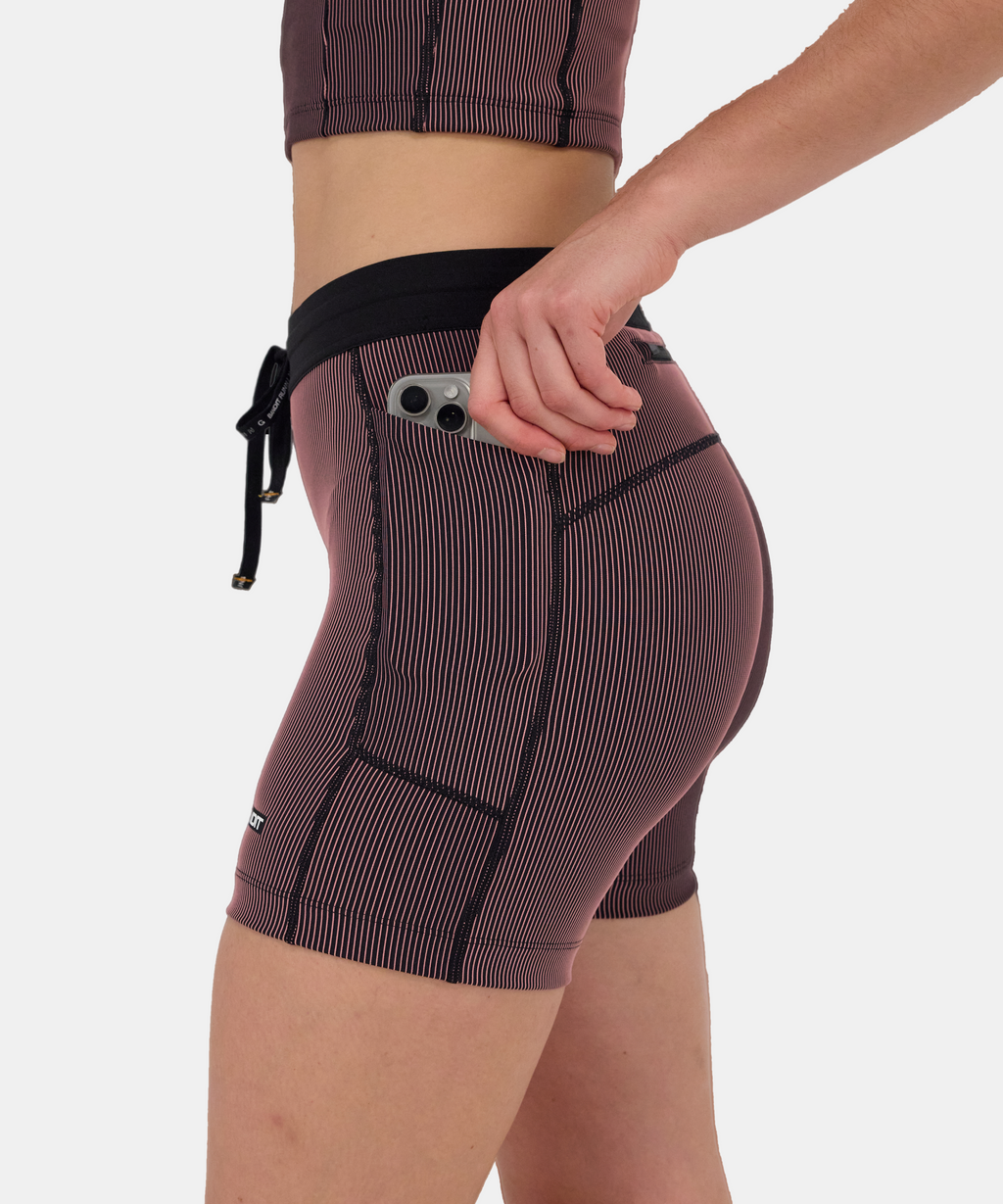 Striped Cadence™ 5" Compression - Black / Mauve