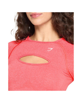 Gymshark Vital Long Sleeve Cut Out Top Coral Red Marl