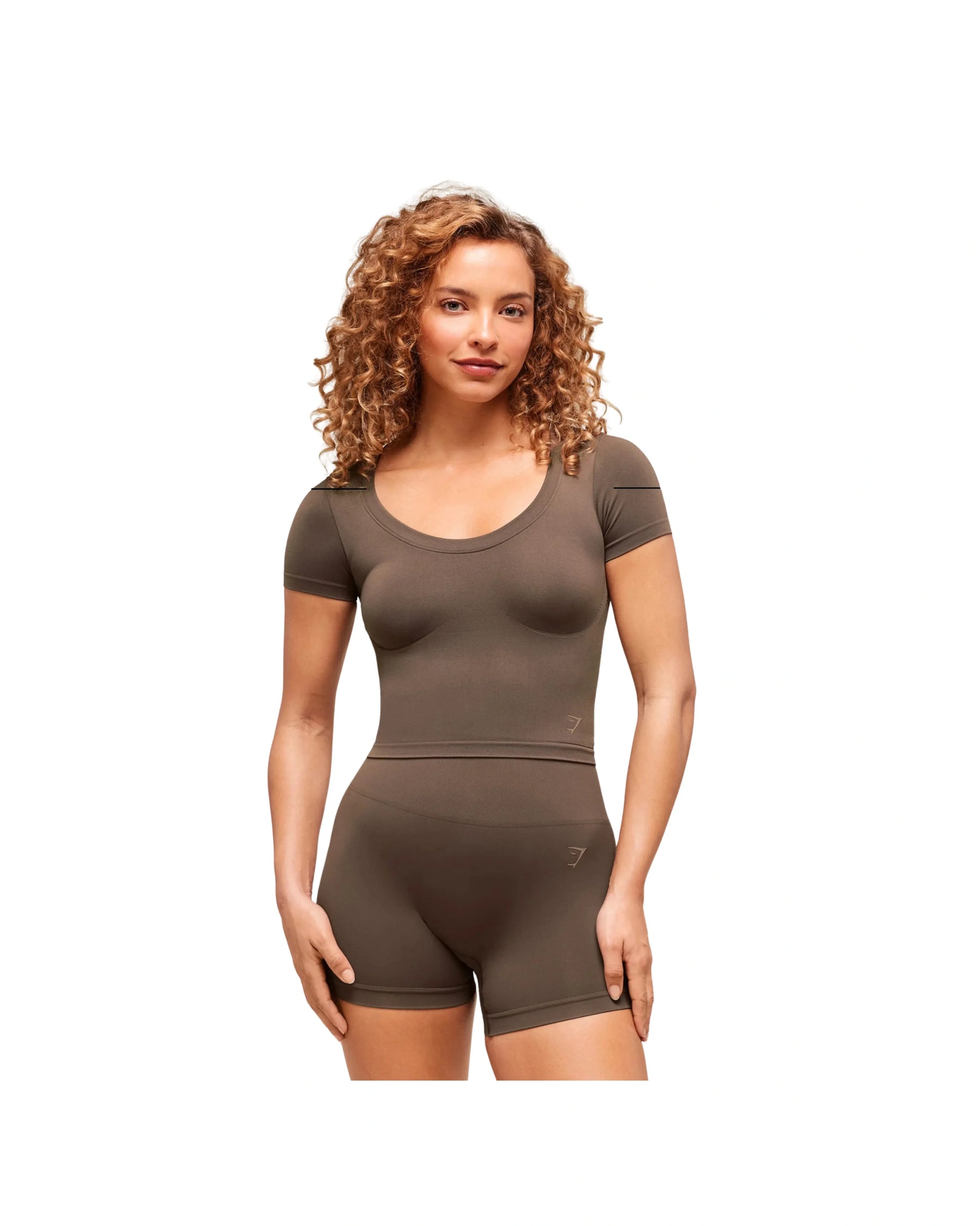 Gymshark Soft Sculpt Midi T-Shirt Walnut Brown