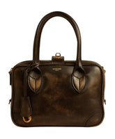 Black Key-Lock Leather Shoulder Bag