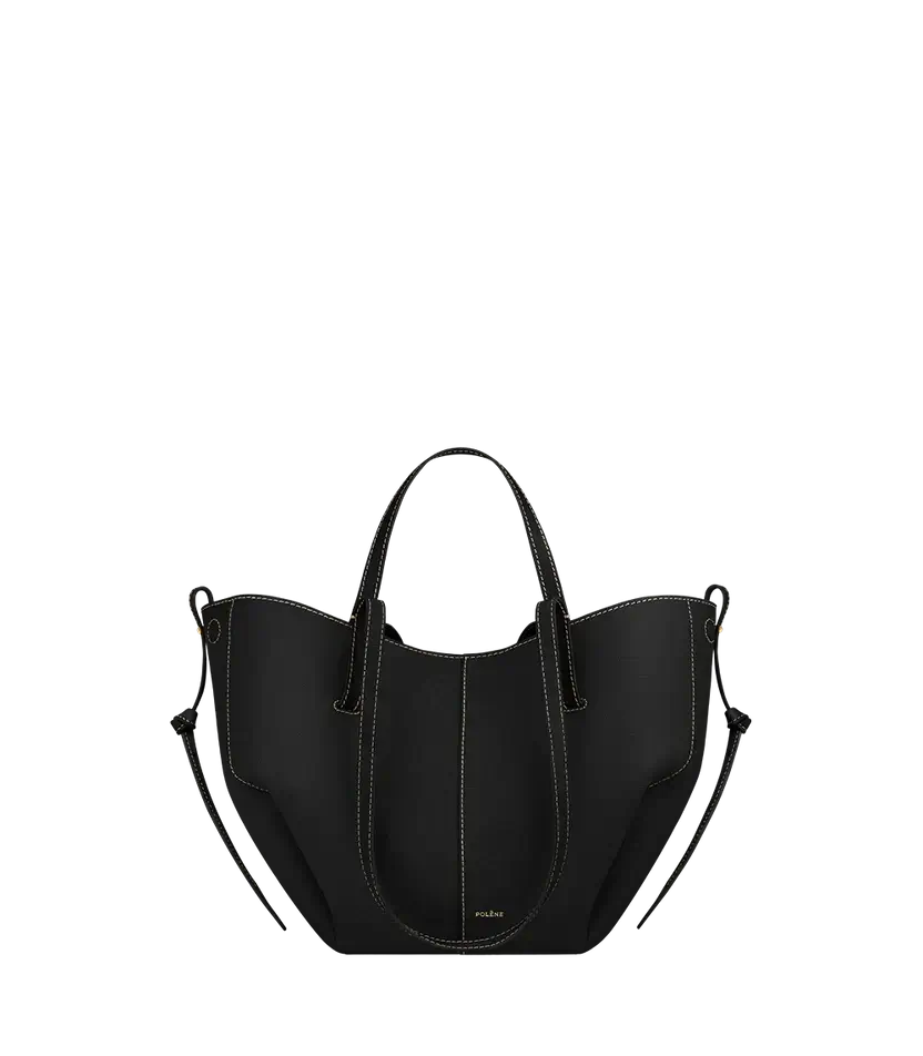 Polene Cyme Mini Edition Textured Black with Ecru Stitching - Size: One Size Bags | Shop From The Mirage