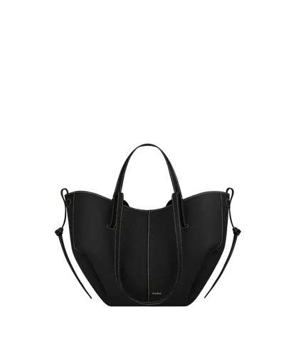 Polene Cyme Mini Edition Textured Black with Ecru Stitching - Size: One Size Bags | Shop From The Mirage
