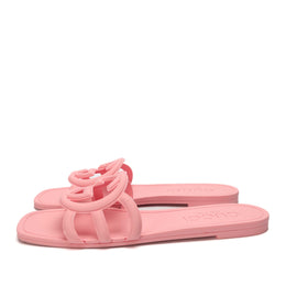 Gucci Interlocking G Pink Slide Sandals