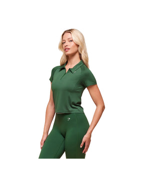 Gymshark Retro Seamless Midi Polo Classic Green