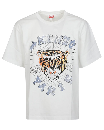 Kenzo Drawn Tiger Printed Logo T-Shirt in White