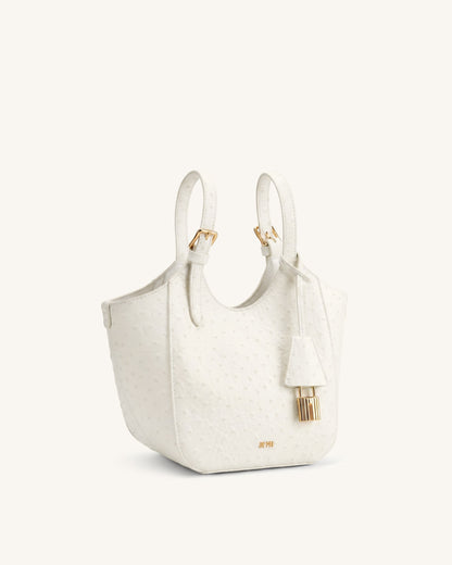Ines Faux Ostrich Padlock Tote Bag - Khaki
