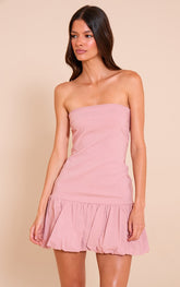 Blush Stretch Woven Bandeau Puffball Dress
