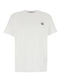 Valentino White Crewneck T-Shirt with Logo Patch on the Front in Cotton Man