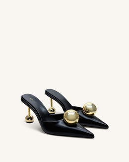 Sofia Sphere Heel Mules - Black