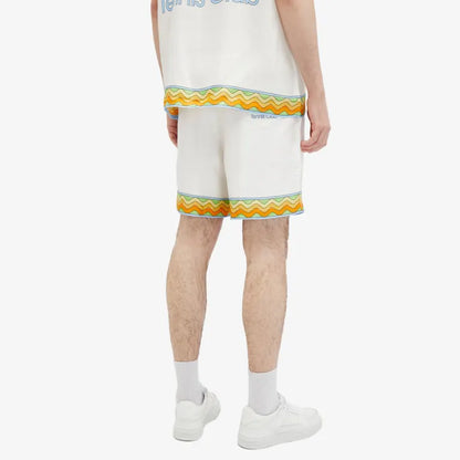 Casablanca Tennis Club Silk Drawstring Shorts