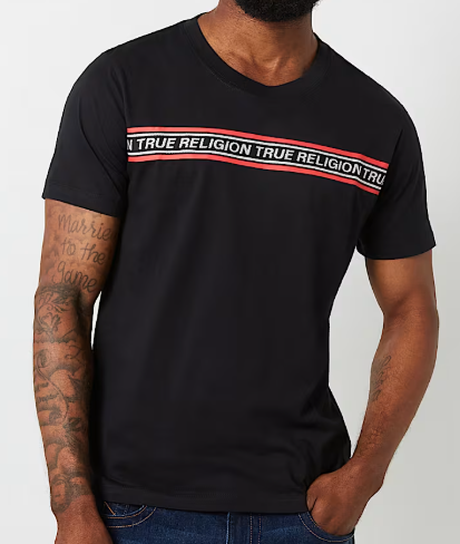 TRUE RELIGION CONTRAST TAPING TEE