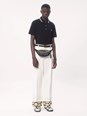 Valentino Black Polo Shirt with Classic Bicolor Collar and Logo Patch on the Front in Cotton Man