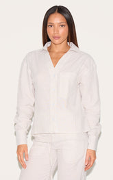 Tall Cream Pinstripe Open Back Button Detail Shirt