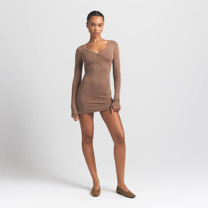 Wool Rib Henley Dress